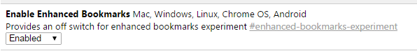 Screenshot of flag to enable/disable enhanced bookmarks